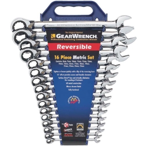 GearWrench 9602 Ratcheting Combination Spanner Set reversible metric 16 Pieces